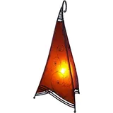 GURU-SHOP Hennalampe, Leder Tischlampe/Tischleuchte - Bangsal, Orange, Farbe: Orange, 45x24x21 cm, Orientalische Tischlampen