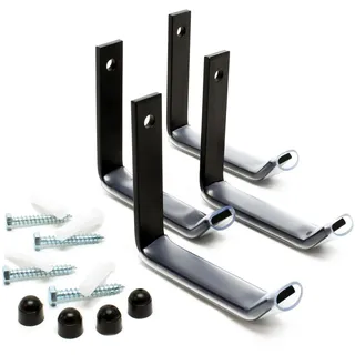 Wiltec Reifenhalter Wandhalterung für 4 Reifen – 106 x 20 x 102 mm – aus Stahl – max. Traglast 25 kg je Halter – Zubehör für Reifen Reifenregal Felgenbaum