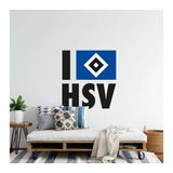 Hamburger SV Wandtattoo Fußball Wandtattoo Hamburger SV Flagge Fanartikel Banner I Love HSV Blau, Wandbild selbstklebend, entfernbar blau 20 cm x 18 cm