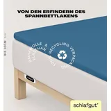schlafgut Easy Spannbettlaken für Topper Jersey Elasthan 120 x 200 - 130 x 220 cm blue mid