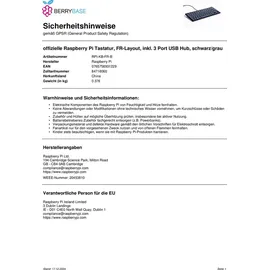 Raspberry Pi USB Tastatur FR schwarz/grau