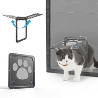 NAMSAN Haustierklappe Fliegengitter mit Magnet Hundeklappe Katzenklappe für Fliegengittertür Abschließbar Haustiertür für Katzen/ Hunde