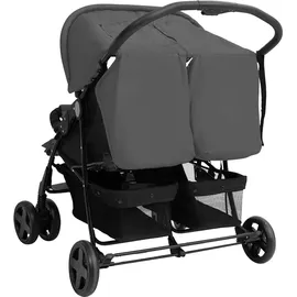 vidaXL Zwillingskinderwagen dunkelgrau