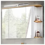 Lomadox - Badezimmer Spiegelschrank mit LED, CAMPOS-56 weiß mit Wotaneiche, B x H x T ca. 94 x 71 x