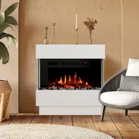 Noble Flame LIMA Standkamin [moderner Design Elektrokamin]: Weiß - mit schwarzen Acrylsteinen