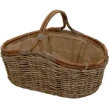 Stabiler Kaminholzkorb,Flechtkorb mit Jutestoff/Natur-Rattan (Groß, Grau Natur)