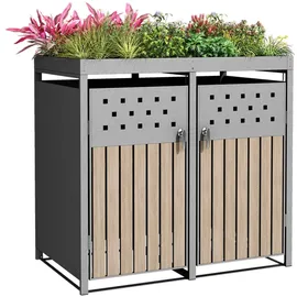 Estexo Mülltonnenbox 2 Türen 100 x 100 cm silber