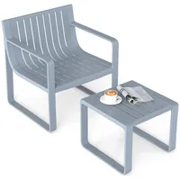 Costway 2-tlg. Gartenmöbel Set, Balkonmöbel Set, Gartensessel mit Tisch,