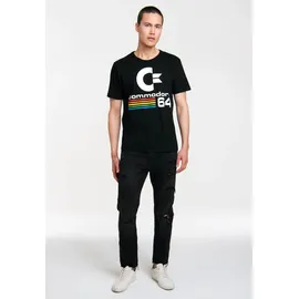 LOGOSHIRT "Commodore C64 Logo", Herren, Gr. XL, schwarz, 100% Baumwolle, bedruckt, normal, Rundhals, Shirts T-Shirt, mit C64-Print