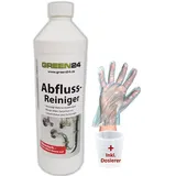 Profi Abflussreiniger Abfluss Fix 1 L SET Industrie Rohrreiniger + Handschutz und Dosierer, professionelle Rohr Abfluss Reinigung