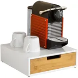 SoBuy Kaffeekapselständer 30 x 9 x 31 cm Weiß/Natur
