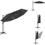 Sonnenschirm mit Aluminium-Mast 4-lagig Anthrazit 3x3 m - Gartenschirm - Sonnenschutz - Polyester - Aluminium - Anthrazit