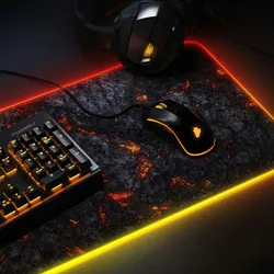 Titanwolf RGB Gaming Mauspad, Mousepad XL 800 x 300mm verbessert Präzision & Geschwindigkeit, Lavamotiv