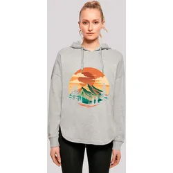 Kapuzenpullover F4NT4STIC "Sonnenuntergang Berglandschaft", Damen, Gr. M, grau, Obermaterial: 100% Baumwolle, casual, oversize, Langarm, Pullover, Premium Qualität