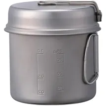 Snow Peak Titanium Trek Combo Kochgeschirr-Set, ultraleichtes japanisches Titan, stapelbares und zusammenklappbares Set mit zwei Bratpfannen und 2 Töpfen und Netztragetasche, für Camping und Outdoor