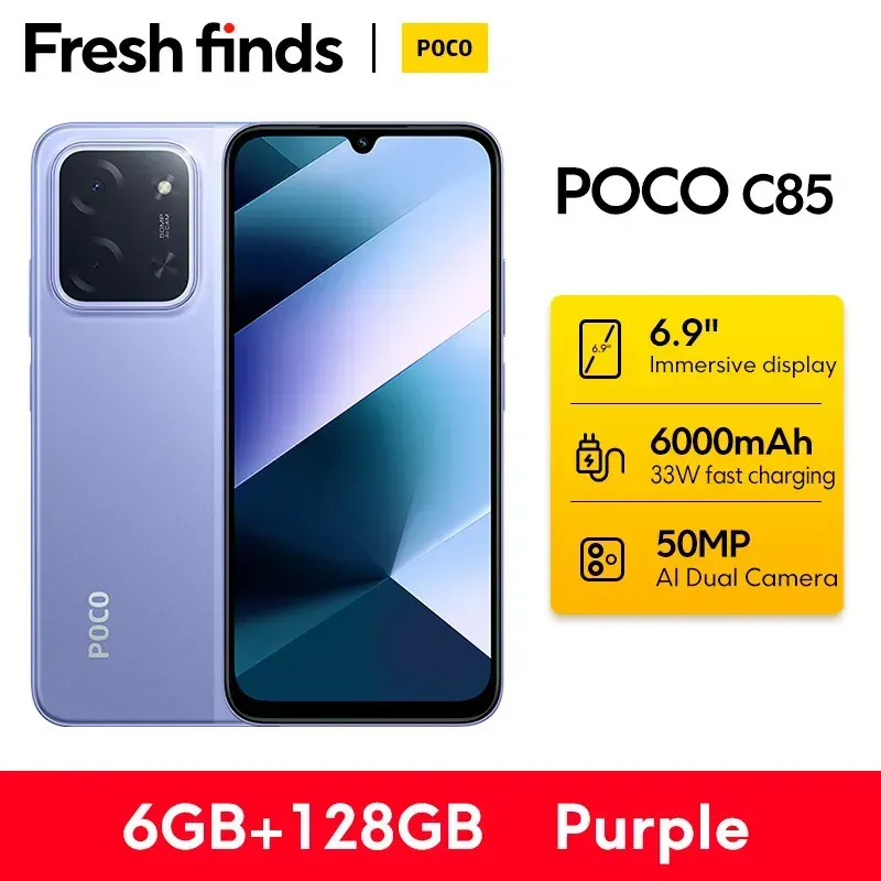 【Weltpremiere】POCO C85 Global Version Smartphone 128/256 GB Helio G81-Ultra 6000 mAh Akku 6,9-Zoll-Display 50 MP Kamera 33 W NFC