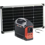 Fensterbank-Solarkraftwerk: Powerstation mit 60-W-Modul, 155 Wh, 230 V