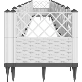 vidaXL Pflanzkasten mit Erdspießen Weiß 363,5x43,5x43,5 cm PP