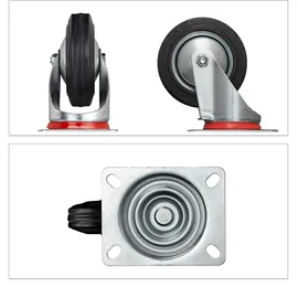 Relaxdays Schwerlastrollen 4er Set, Rot,Schwarz,Silber