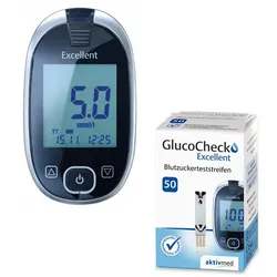 GlucoCheck Excellent Mess-Set (mmol/L) zur Blutzuckerkontrolle mit 60 Streifen 1 St