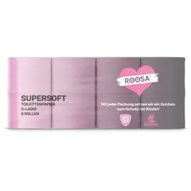 roosa Supersoft Toilettenpapier 8 Rollen 130 Blatt / Rolle 3-lagig