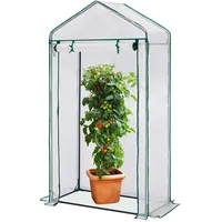 Quictent Foliengewächshaus 190 x 100 x 50 cm Tomatengewächshaus mit Spitzdach, Tomatenhaus mit aufrollbare Türen für Gemüse, Obst, Blumen, Garten, Balkon, Weiß