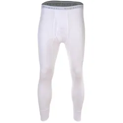 bugatti Herren Lange Unterhose - Feinripp, Eingriff, Baumwolle, einfarbig Weiß L
