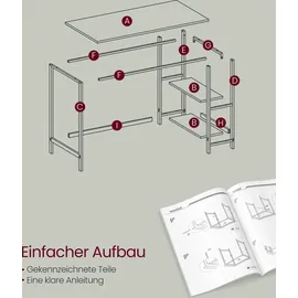 VASAGLE Schreibtisch 100 cm x 75 cm x 50 cm Weiß