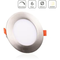 LED Panel Einbaustrahler rund silber - Lichtfarbe: Neutralweiß 4000K dimmbar - A...