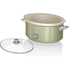 Swan SF17031GNEU Slow Cooker 6,5L, Antihaft-Keramisches PFOA- und PTFE-freies, Vintage Grün, - Grün