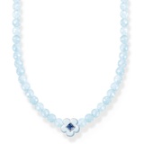 Thomas Sabo Choker Blume mit blauen Jade-Beads, aus 925er Sterlingsilber mit rundgeschliffenen Jade-Beads, Länge 42cm, KE2182-496-1-L42v