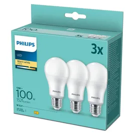 Philips LED-Birne 13W E27 2700 K warmweiß 3 St.
