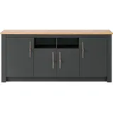 KOCHSTATION Spülenschrank »Westminster«, im romantischen Landhausstil, Breite 204 cm, grau