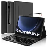 SENGBIRCH Tastaturhülle für Samsung Galaxy Tab S10 Plus/S9 FE+ 12.4'' - QWERTZ Deutsche Tastatur Abnehmbare Bluetooth Wireless Tastatur für Galaxy Tab S9 Plus 12.4'' 2023, Schwarz