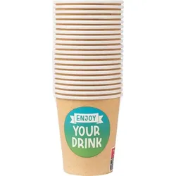 20 Pappbecher Eco braun Becher beidseitig bedruckt `Enjoy your drink`