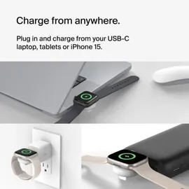 Belkin BoostCharge tragbares USB-C Apple Watch Ladegerät – MFi-zertifiziertes USB-C-Ladegerät für die Apple Watch Series 11, 10, 9, 8, 7, Ultra usw. – kompatibel mit MacBook, iPhone 17 usw. – Weiß