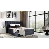 Polsterbett ZOJA – 180x200, Dunkelblau + GRATIS Matratzenauflage - Blau