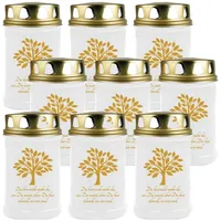 HS Candle Grabkerze GK-04210 (9-tlg), Grabkerze Brenndauer 48 Stunden mit Motiven