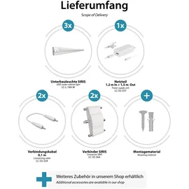 ledscom.de LED Unterbau-Leuchte SIRIS weiß matt, flach, 90cm, je 1044lm, weiß 3er Set