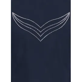 TRIGEMA Sweatjacke "TRIGEMA Jacke mit Kristallsteinen", Damen, Gr. S, blau (navy), Single Jersey, 95% Baumwolle, 5% Elastan, lang, ohne Ausschnitt, Sweatjacken Sweatjacke