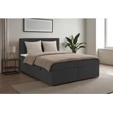 ks home concept Boxspringbetten mit Bettkasten VELLIS 180x200, Taschenfederkern Matratze, Grau - Grau