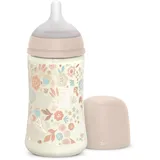 Suavinex Suavinex, Babyflasche, SX Pro Silikon-Sauger, Antikolik-Ventil. Flasche mit mittlerem Fluss-Sauger (M). Babys +0 Monate. Wonderland, Blumen, Rosa