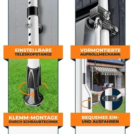 Kesser Klemmmarkise mit Handkurbel 150 cm grau/weiß