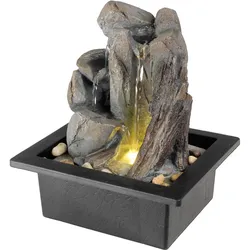 Brunnen - Tischbrunnen - kleine und große Wasserfälle - Polyresin - 1 warmweiße ...