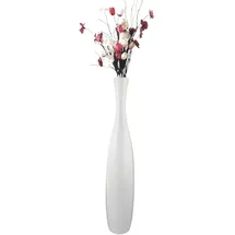 trends for living Edelste Deko-Bodenvase – Hohe Keramikvase für Pampasgras & Dekozweige - stabil, luxuriös, 50-90 cm höhe in Weiß, Schwarz, Grau, Silber und Gold (Weiß, 70x13cm)