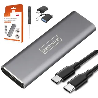 Zenwire - NVMe SSD Adapter - Festplattengehäuse - Adapter SSD - SSD-Adapter - m2 SATA hat eine LED - einfache Montage - OTG-Unterstützung B-Key B+M-Taste SATA Anschluss - Farbe: Silber