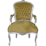 Barock Sessel Silber Samtsessel Armlehnstuhl Antik Stuhl Armlehnsessel Rokoko