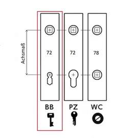 MS Beschläge Langschildgarnitur Baustil Anthrazit Buntbart