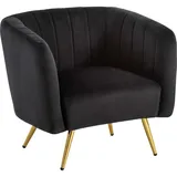 FineBuy Clubsessel Samt Metall Schwarz Cocktailsessel Schalenstuhl