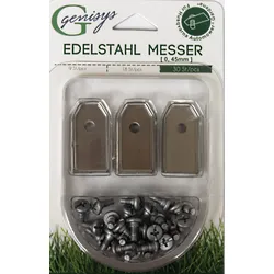 30x Ersatz Messer Klingen kompatibel für Husqvarna Automower ® / Gardena Mähroboter (0,45 mm - 1,8 g) + 30x ELOXIERTE Schrauben NEU